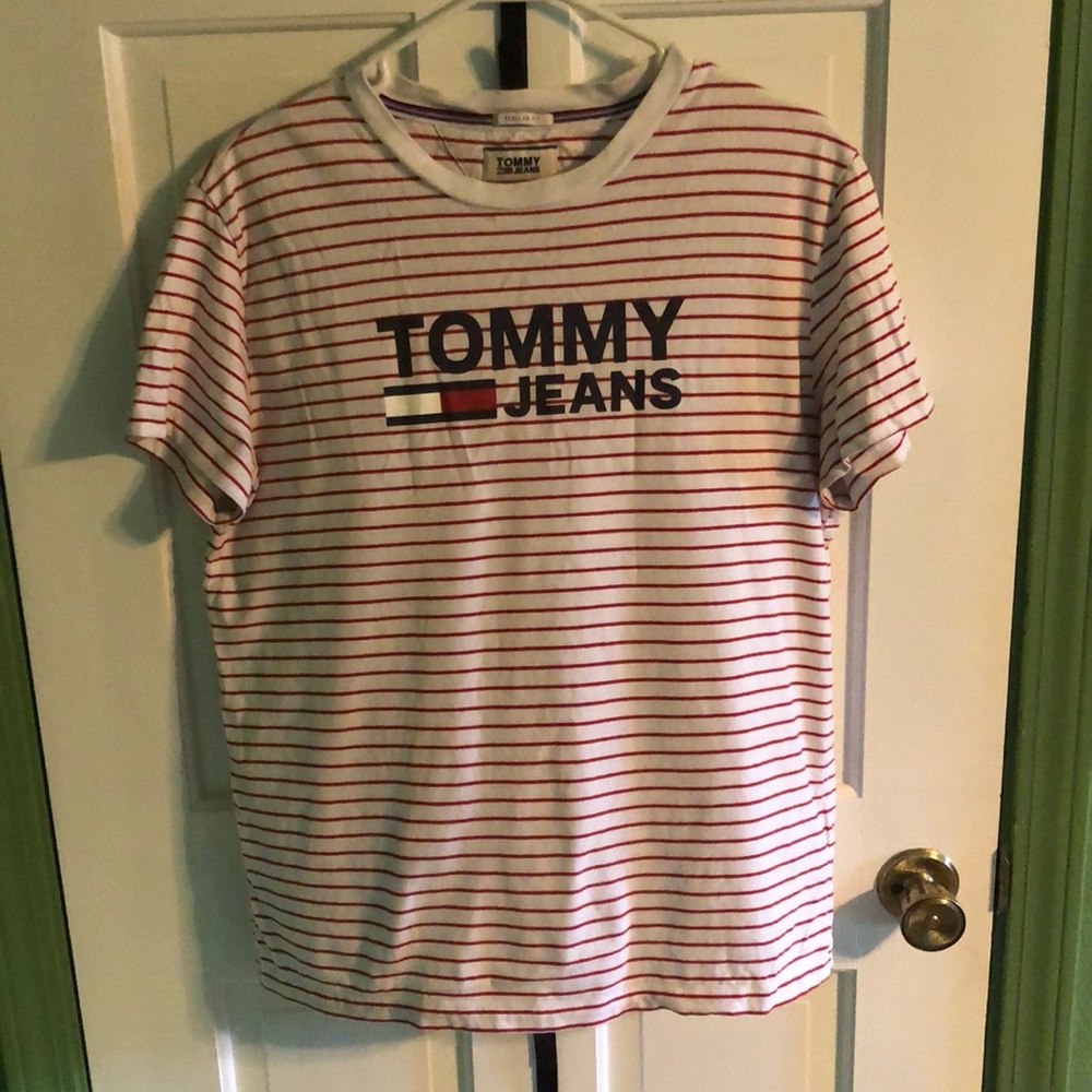 Tommy Hilfiger red and white striped t shirt